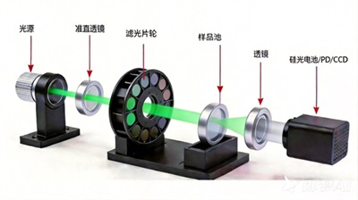 水质检测仪光路示意图